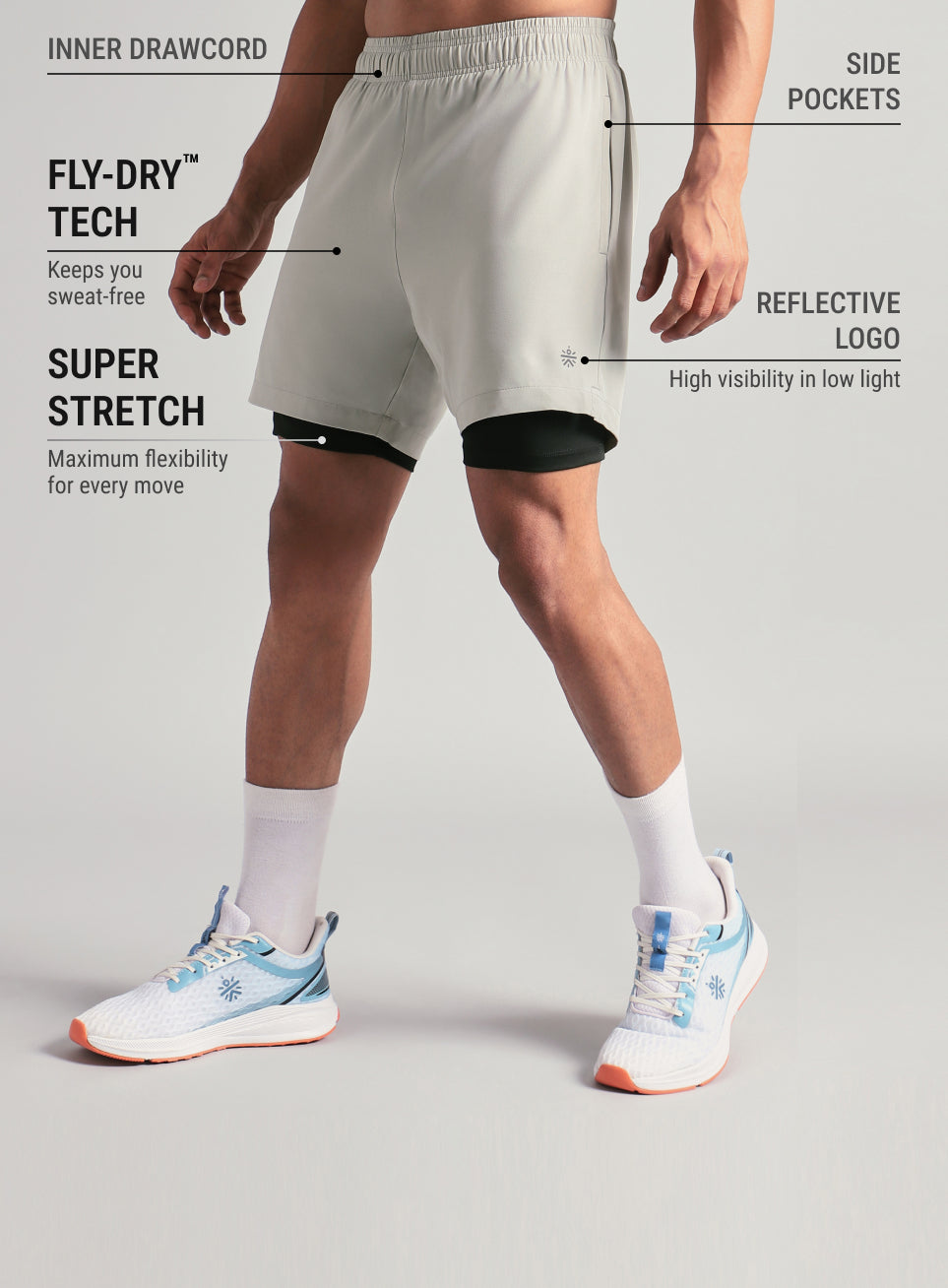 Men's Run Elevate Grey Integrated Shorts