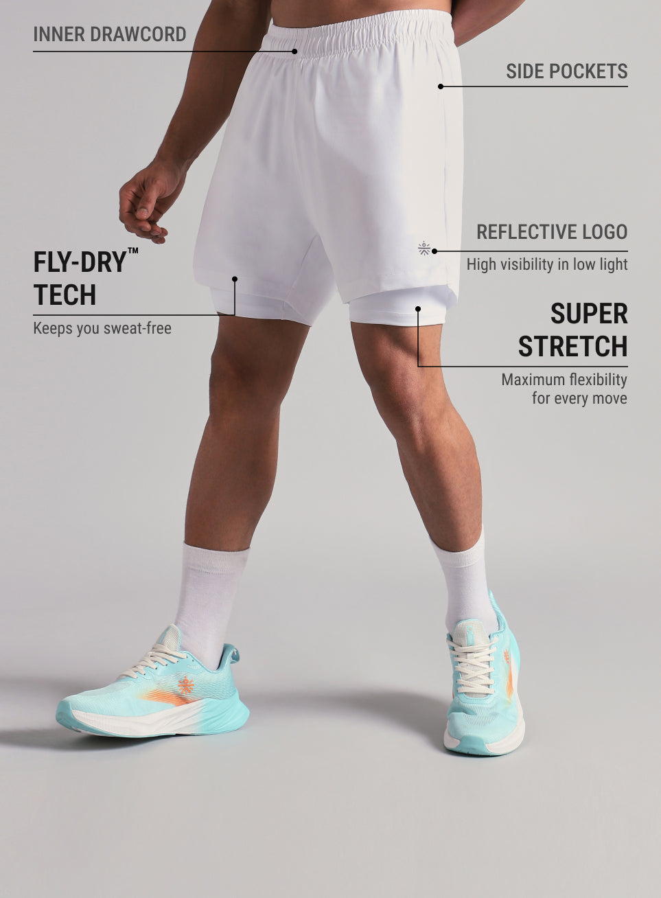 Men's Run Elevate White Integrated Shorts