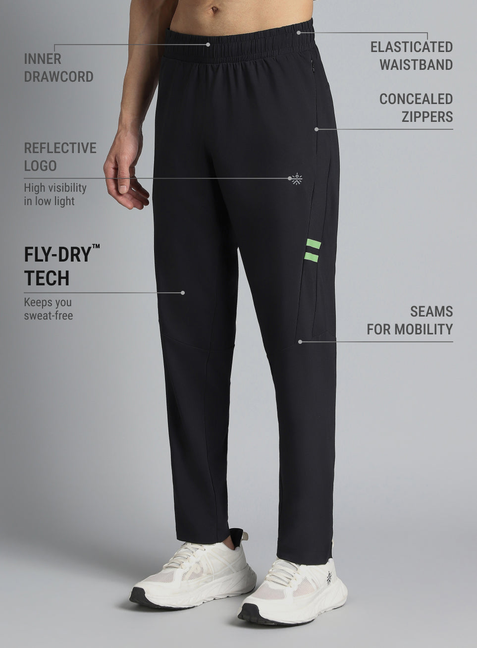 Men's Black Pacer Running Trackpants