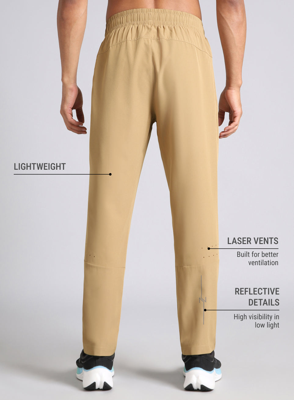Men's Beige Running Essential Trackpants