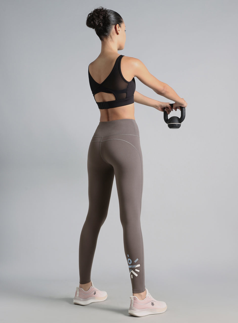 Women's Grey Graphic Print Active Tights