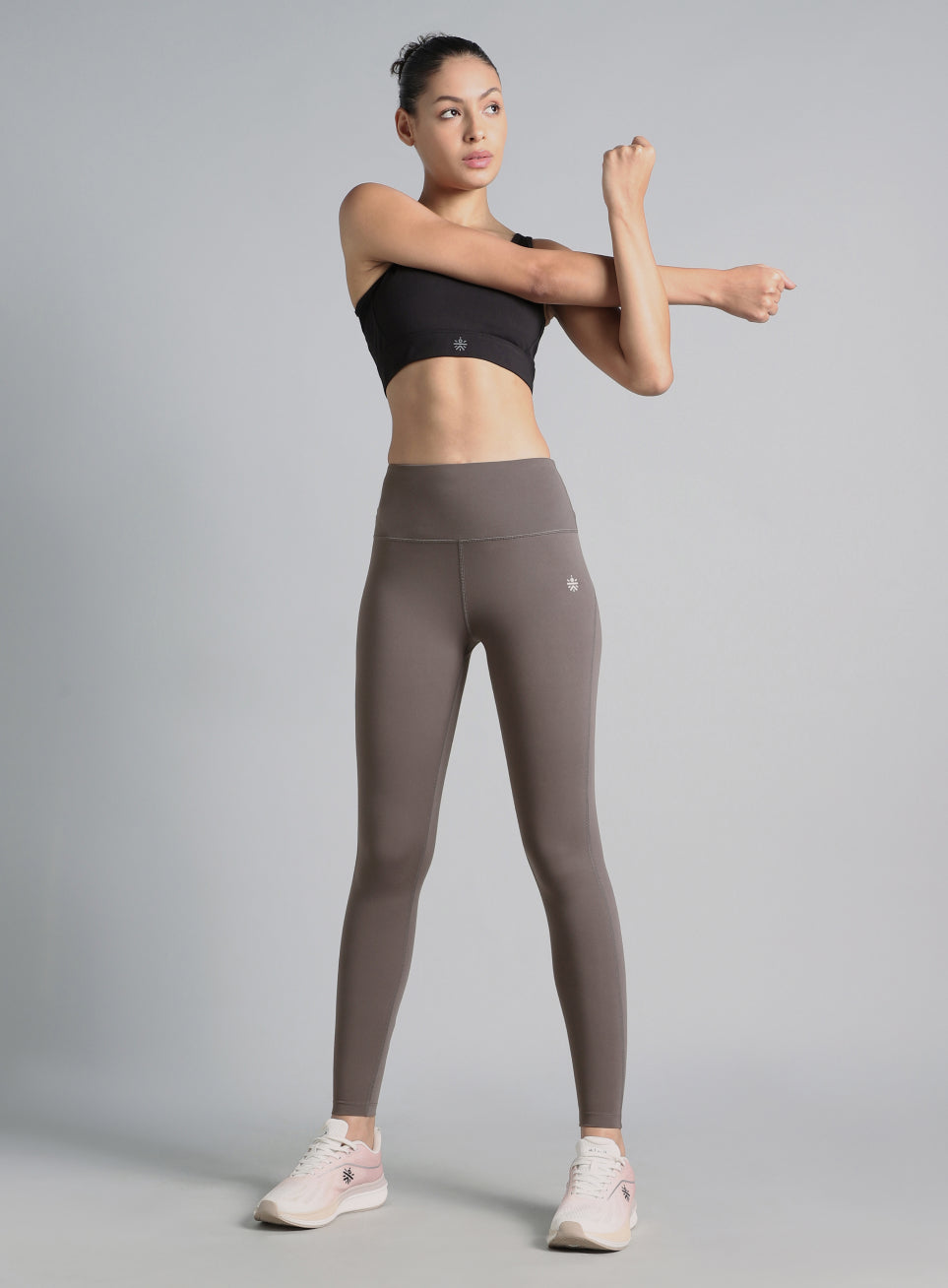 Women's Grey Graphic Print Active Tights