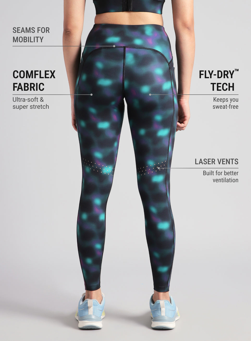 Women's Black AOP Runner's Pro COMFLlex Tights