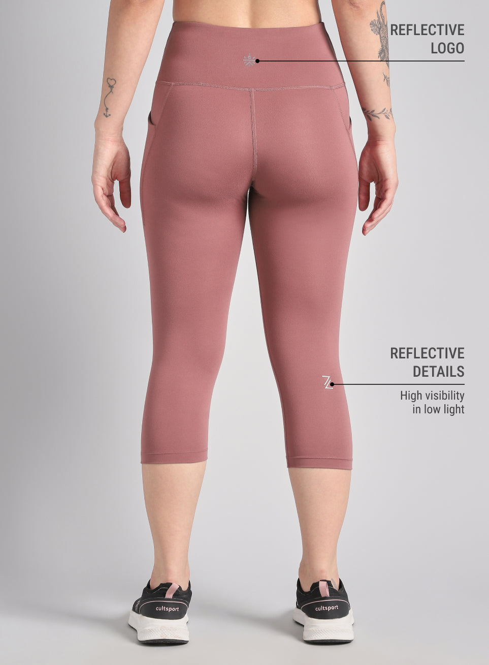 Women's Brown Everyday Run Cropped Length COMFlex Tights