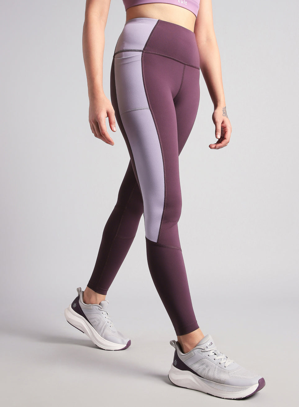 Women's Wine Colourblock Runner's Pro COMFlex Tights