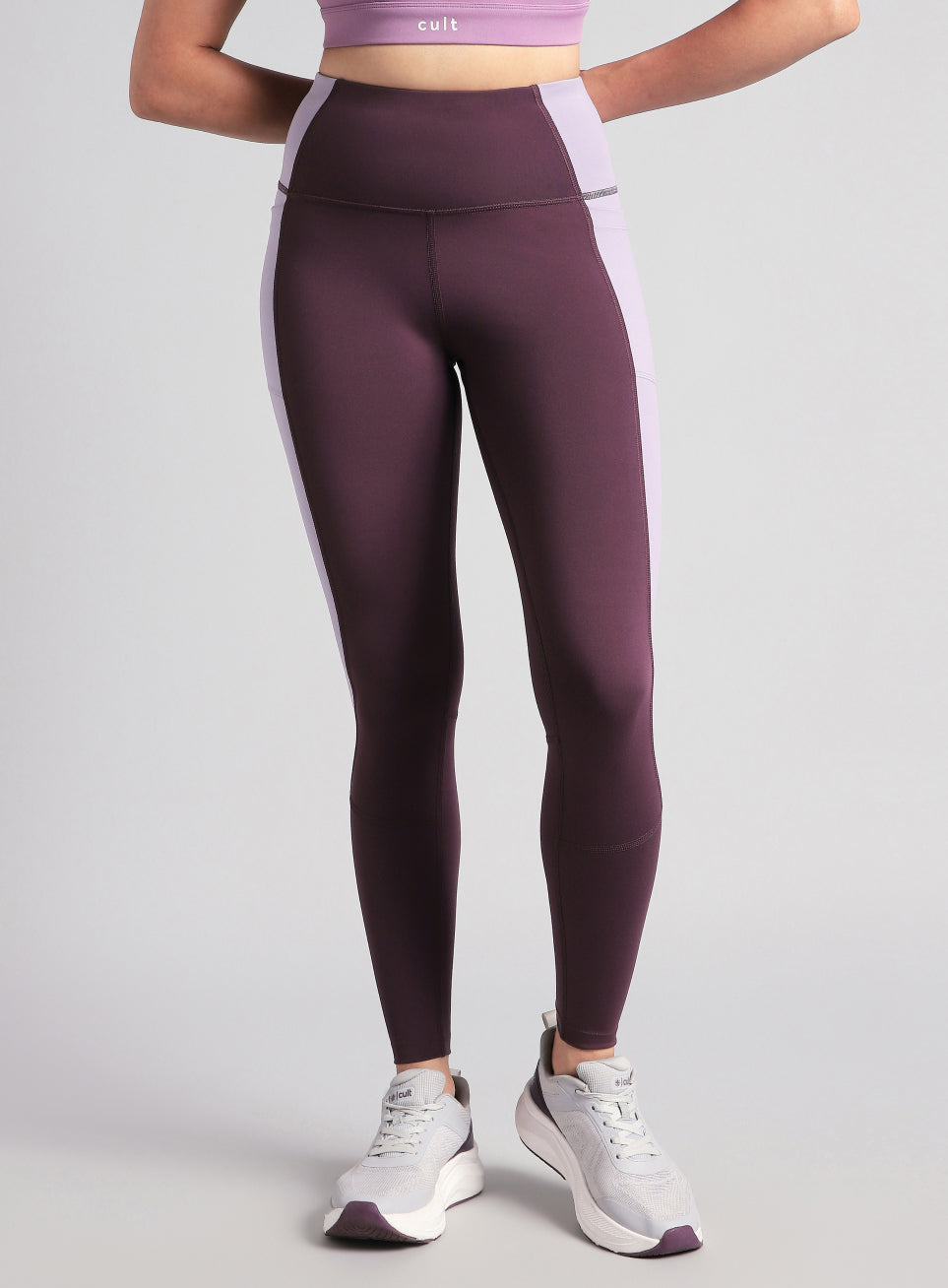 Women's Wine Colourblock Runner's Pro COMFlex Tights
