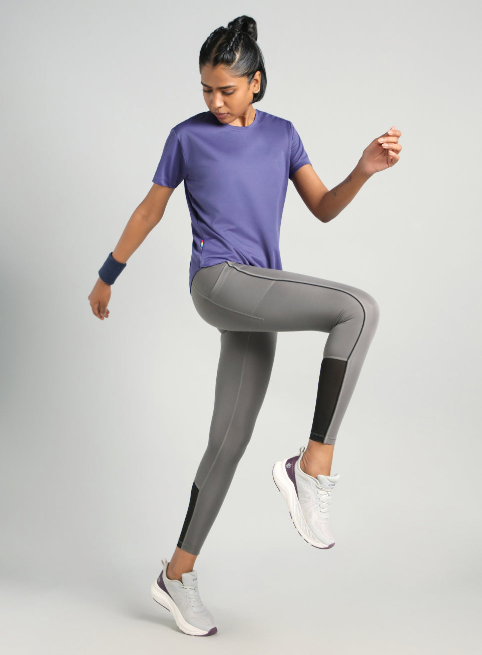 Women's Grey Pace Up Running comflex Tights