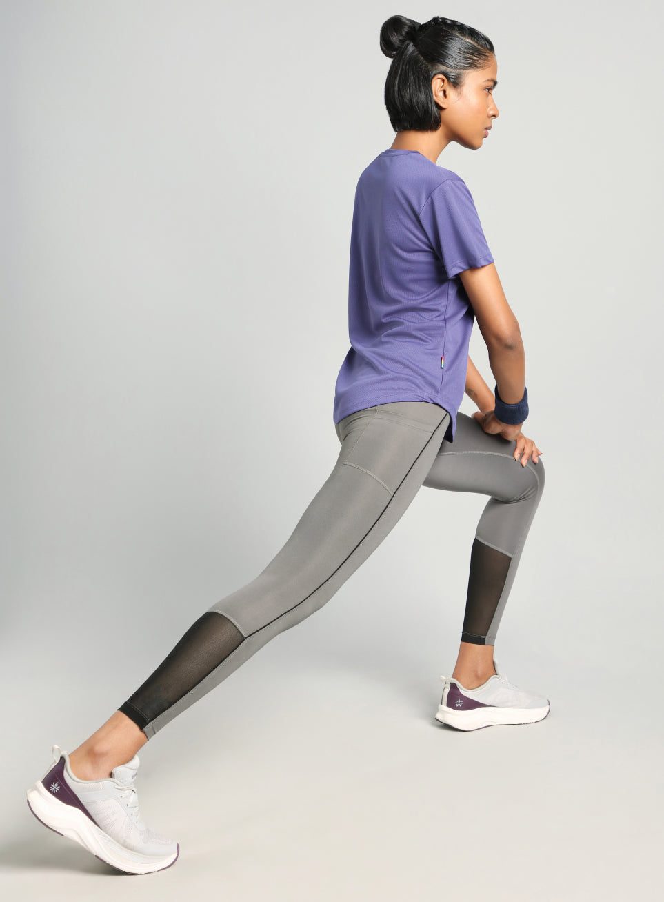 Women's Grey Pace Up Running comflex Tights