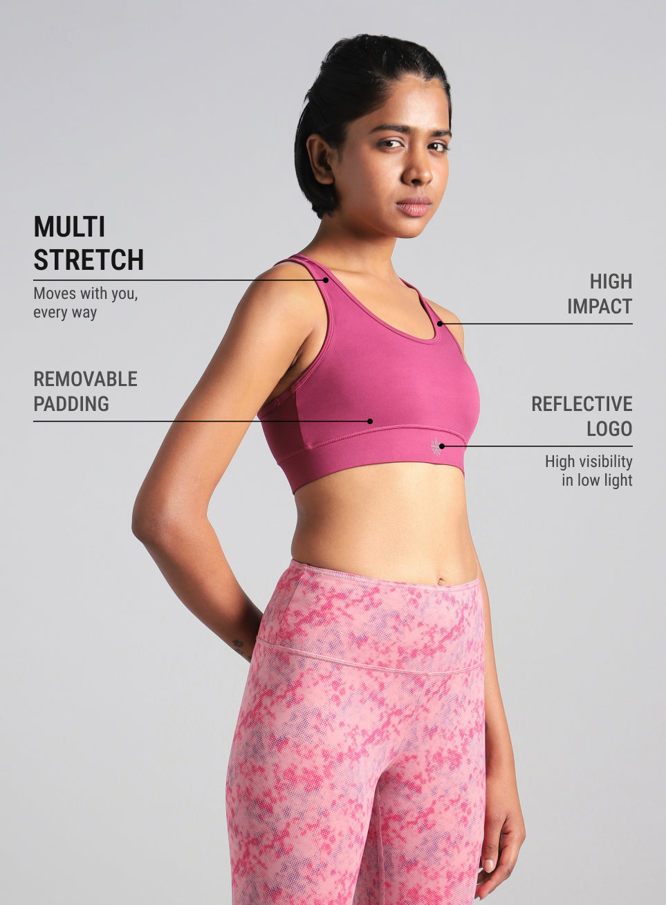 Women's Pink Running Pro High Support Bra