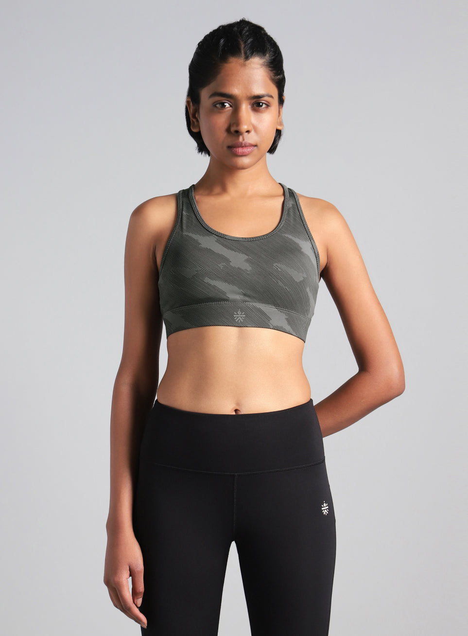 Women's Grey Urban Camo Running High Support Bra