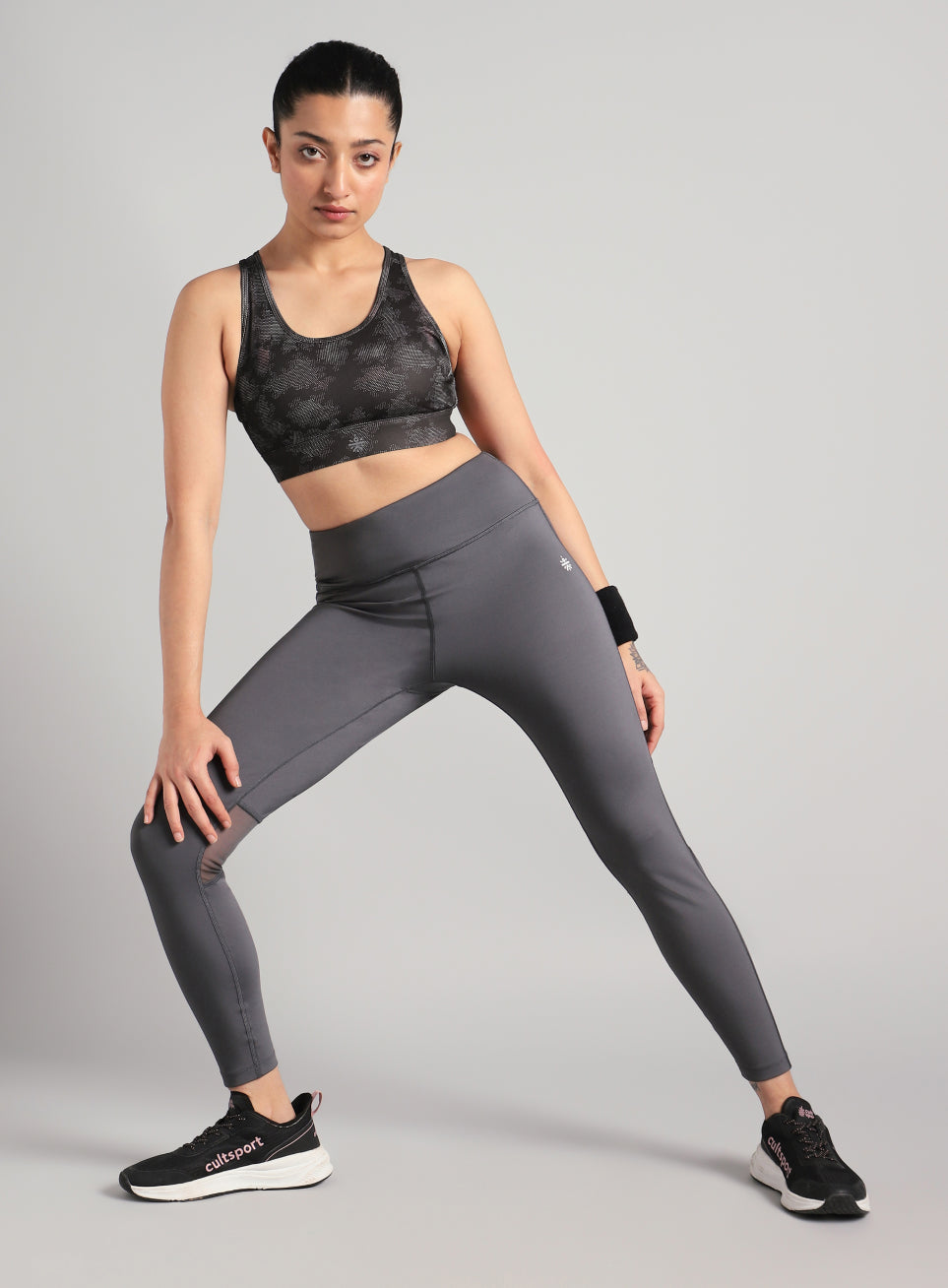 Women's Black Urban Camo Running High Support Bra