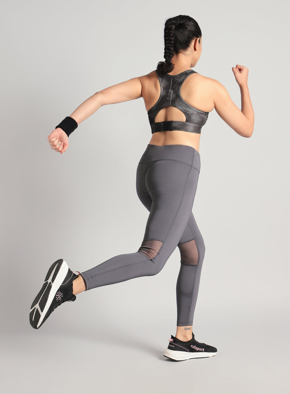 Women's Black Urban Camo Running High Support Bra