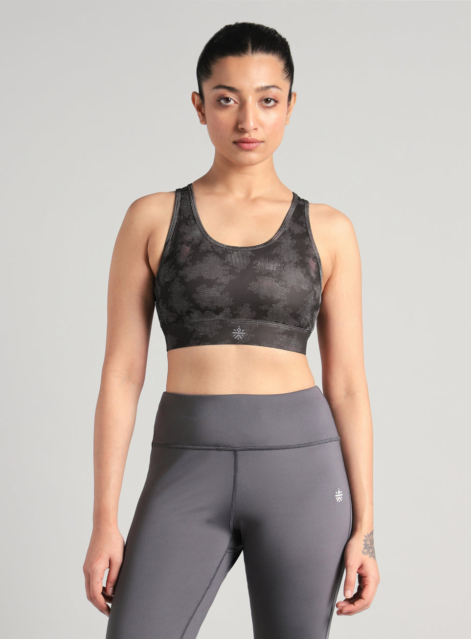 Women's Black Urban Camo Running High Support Bra