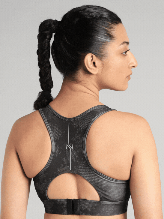Women's Black Urban Camo Running High Support Bra