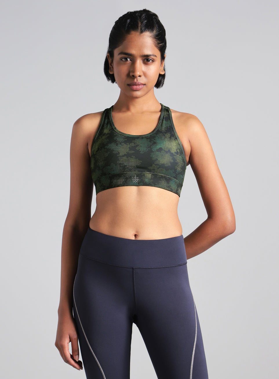 Women's Blue Urban Camo Running High Support Bra