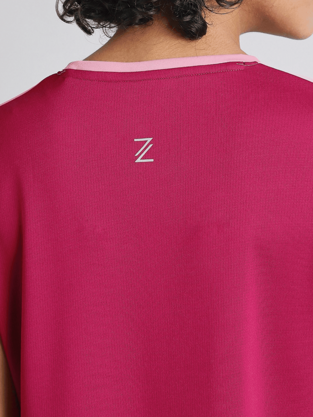 Women's Pink Colourblock Cropped Running T-shirt