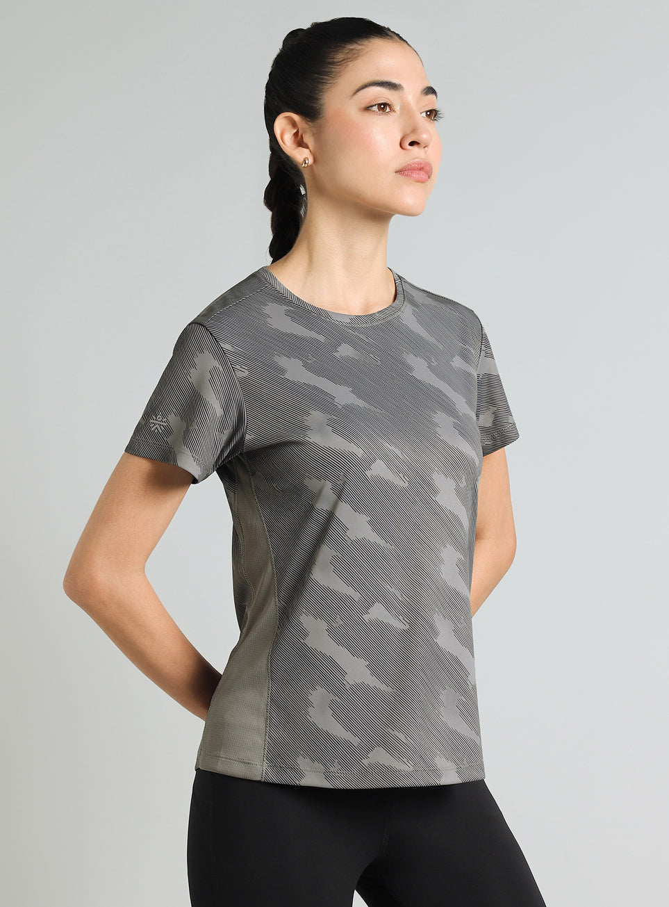 Women's Grey Urban Camo Running T-shirt