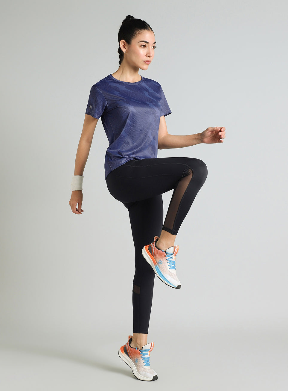 Women's Blue Urban Camo Running T-shirt