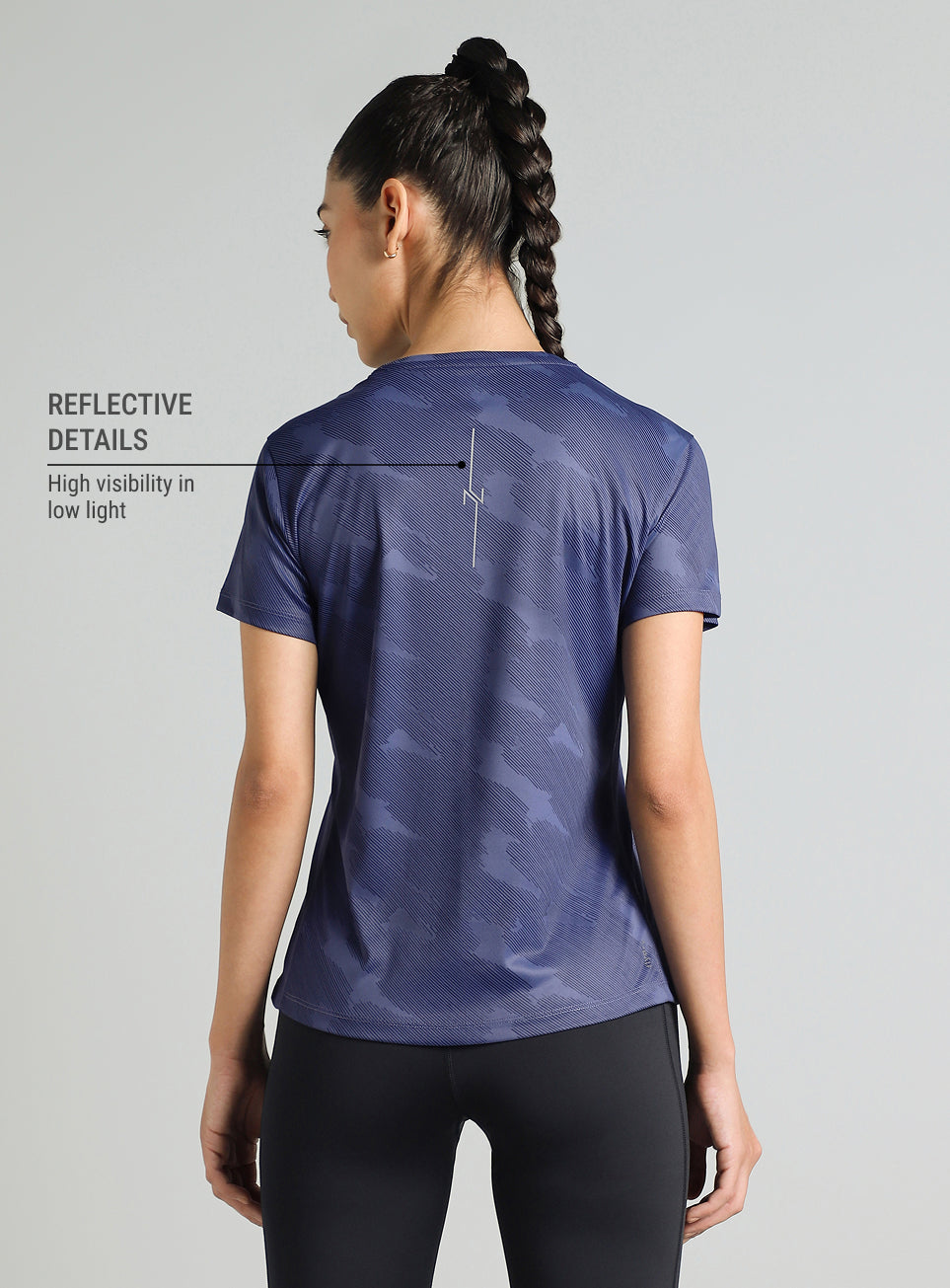 Women's Blue Urban Camo Running T-shirt