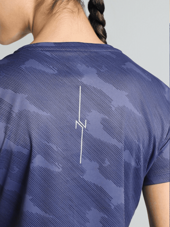 Women's Blue Urban Camo Running T-shirt