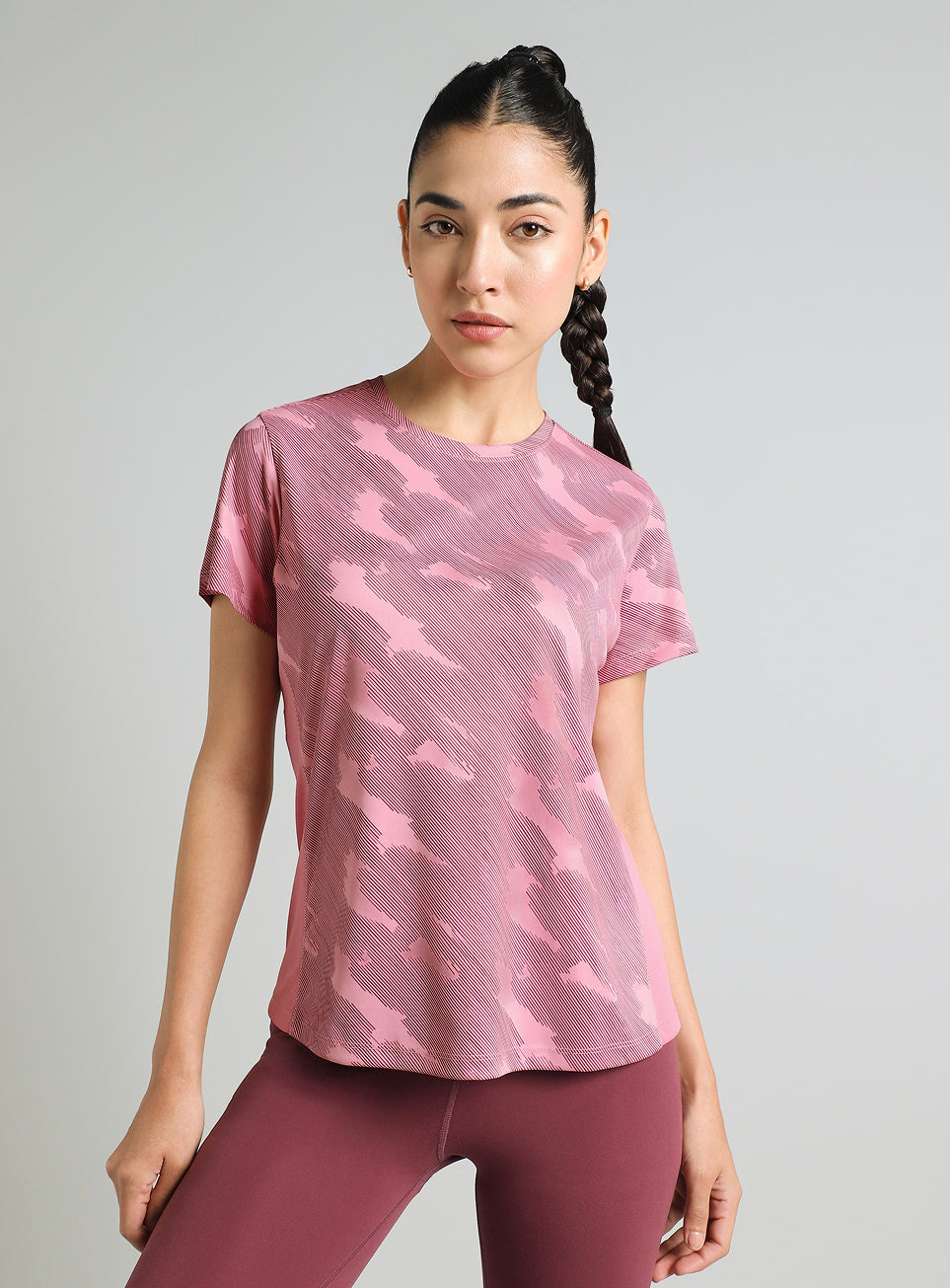 Women's Pink Urban Camo Running T-shirt