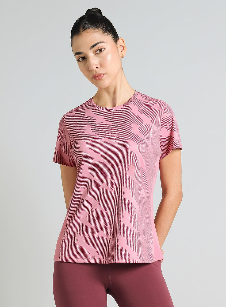 Women's Pink Urban Camo Running T-shirt