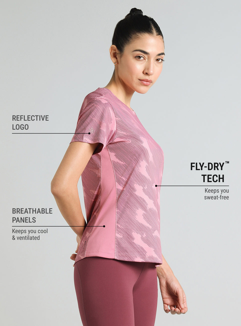Women's Pink Urban Camo Running T-shirt