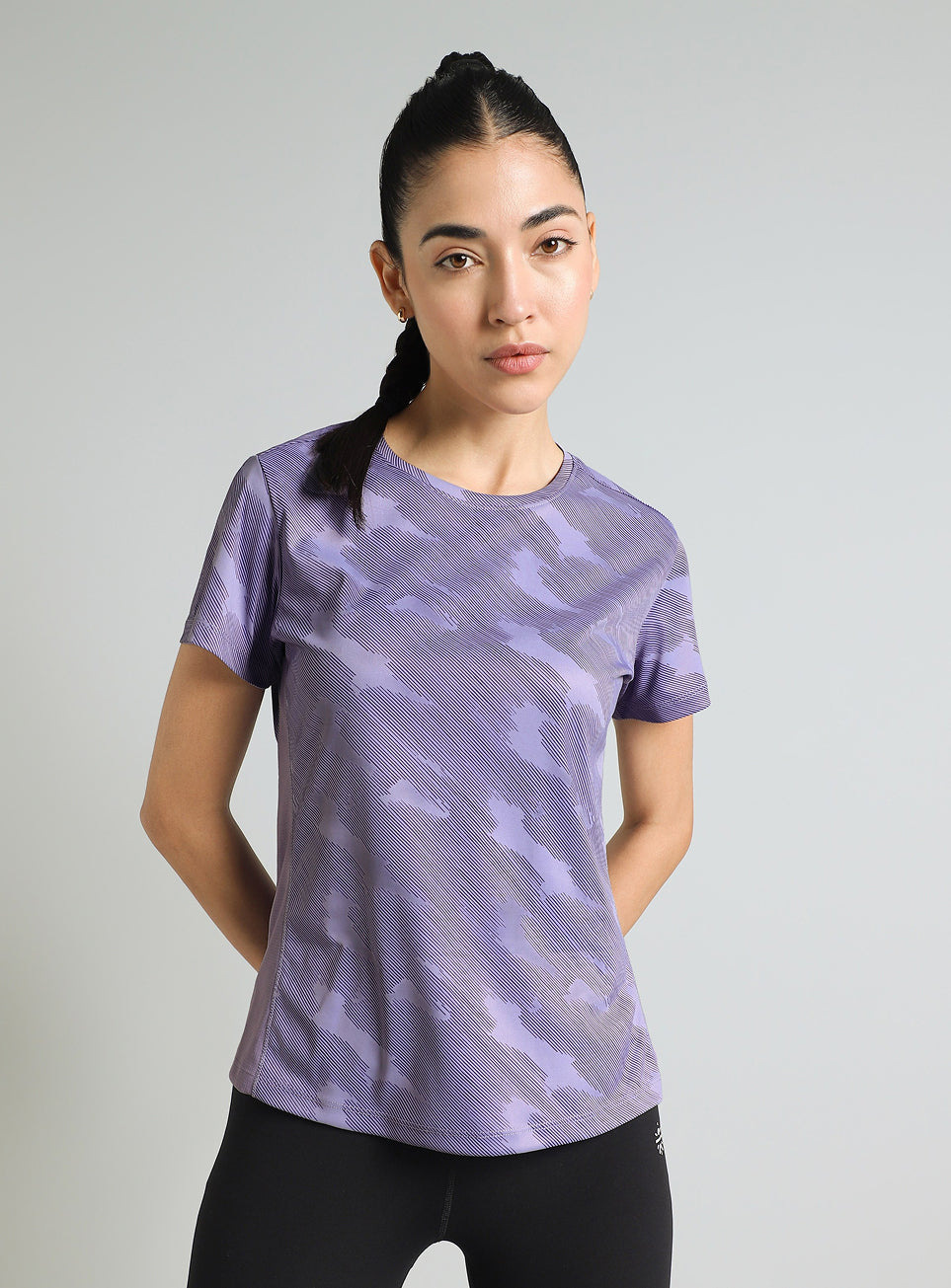 Women's Purple Urban Camo Running T-shirt