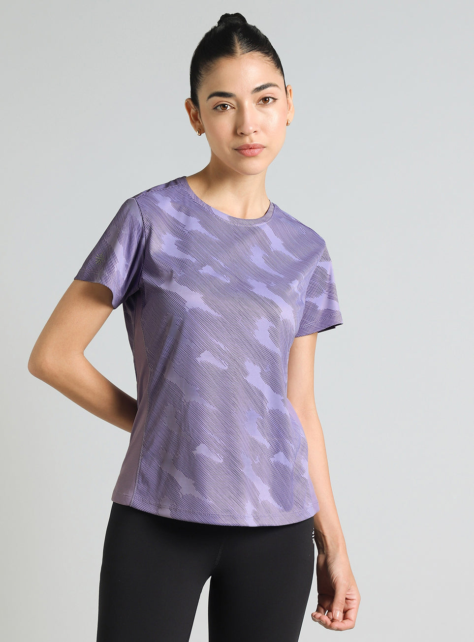Women's Purple Urban Camo Running T-shirt