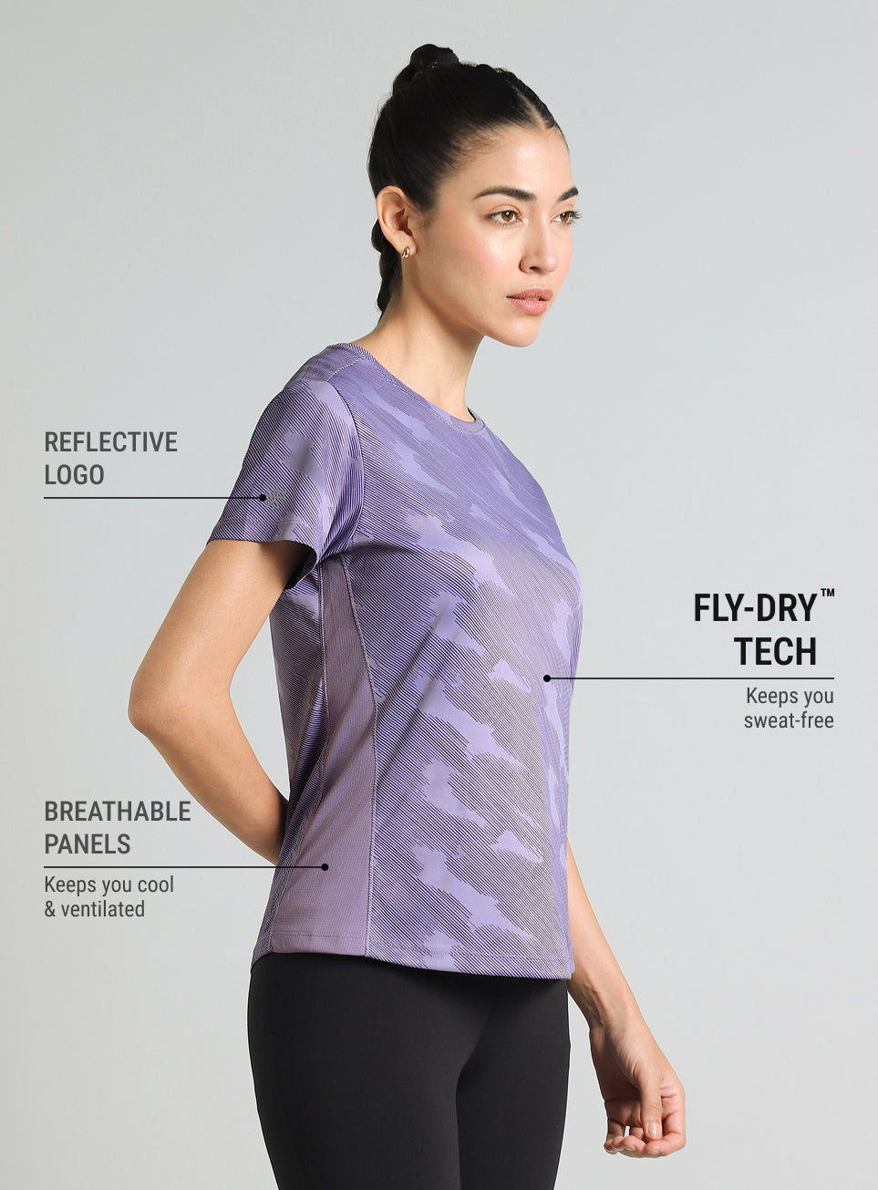 Women's Purple Urban Camo Running T-shirt