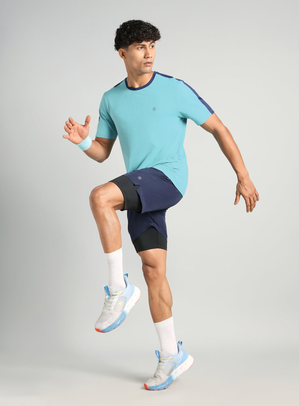 Men's Blue Run In Motion Graphic T-Shirt