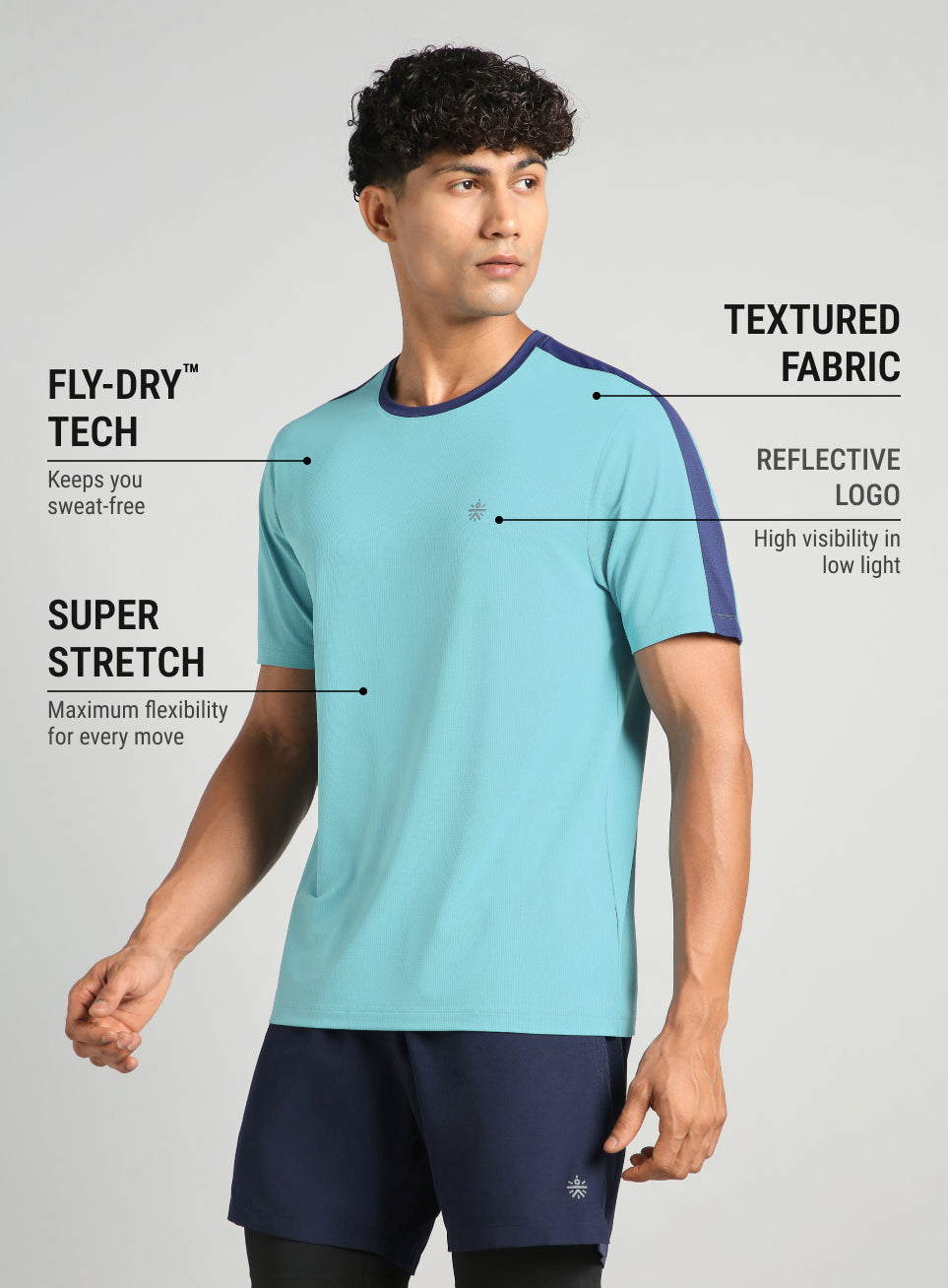 Men's Blue Run In Motion Graphic T-Shirt