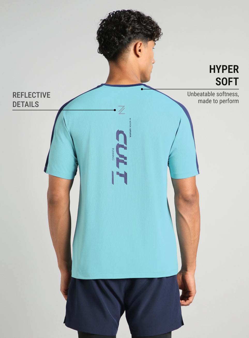 Men's Blue Run In Motion Graphic T-Shirt