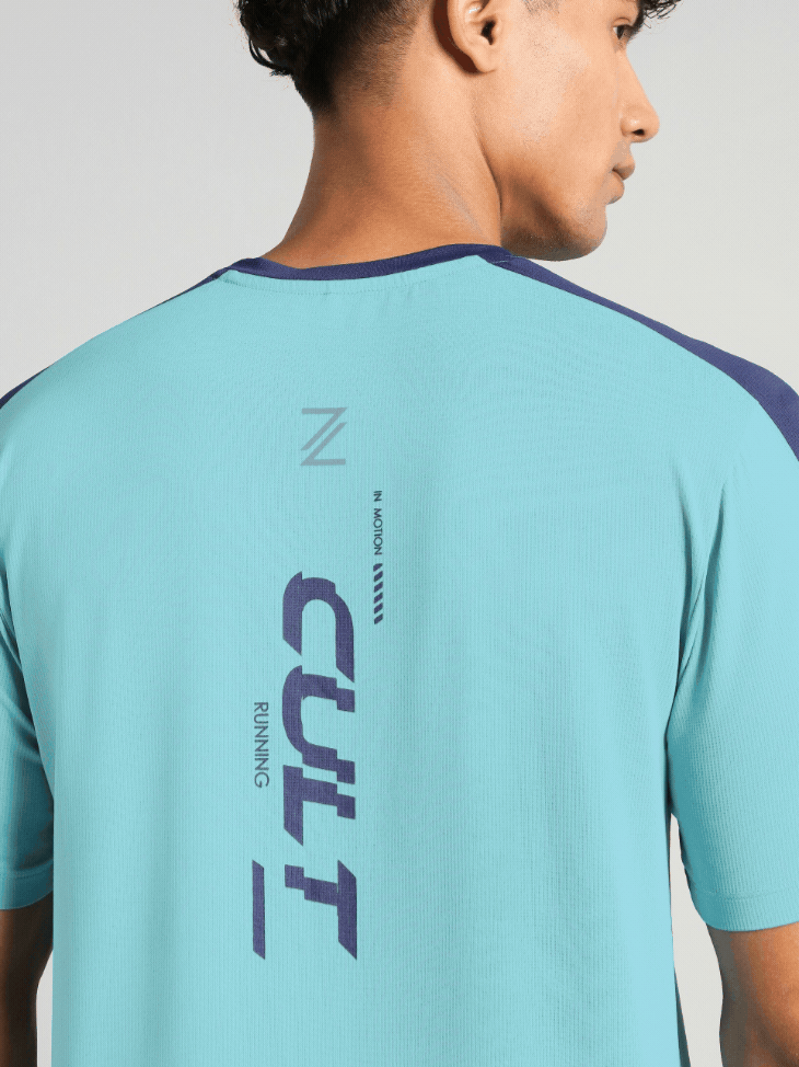 Men's Blue Run In Motion Graphic T-Shirt