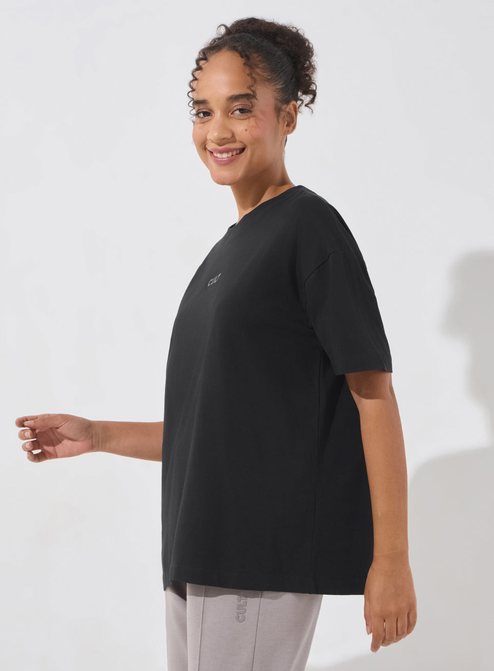 Women's Black Soft Form Comfort Oversized T-shirt