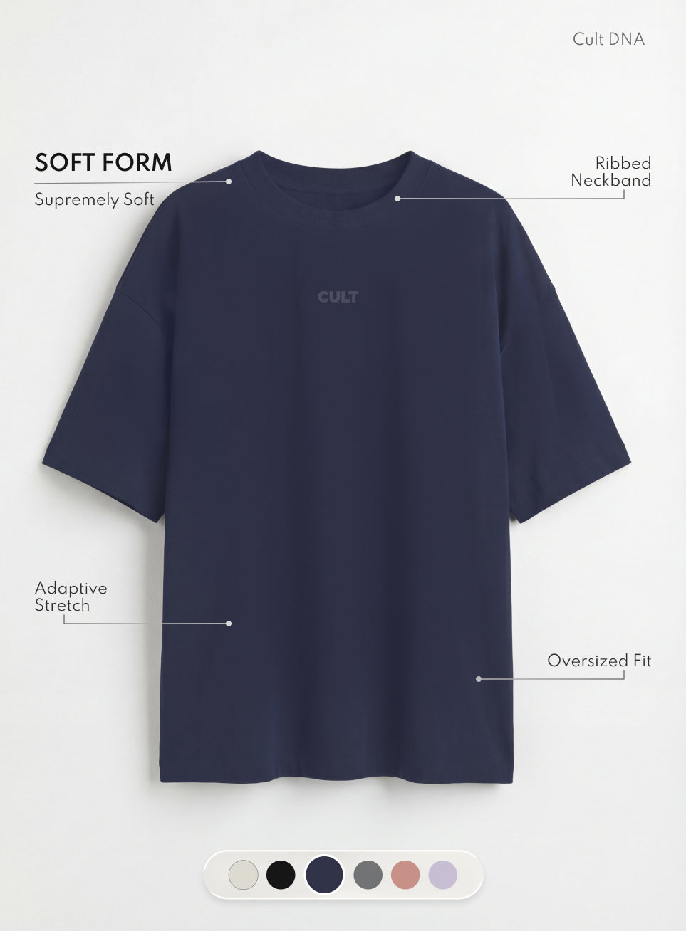 Women's Navy Soft Form Comfort Oversized T-shirt