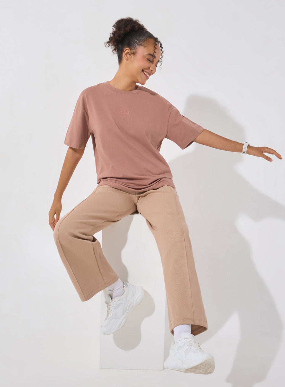 Women's Brown Soft Form Comfort Oversized T-shirt