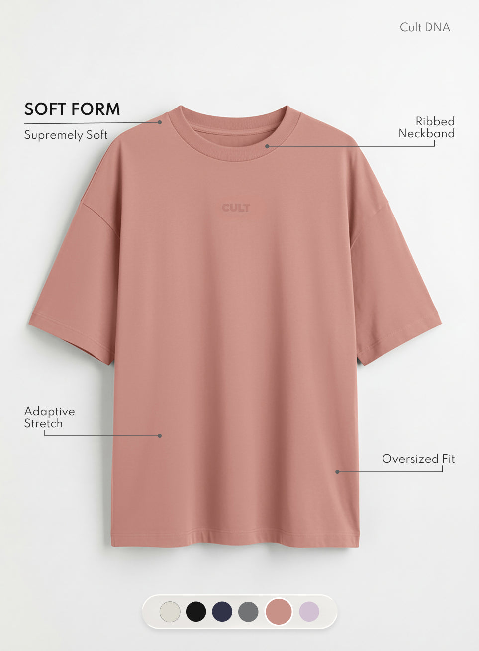 Women's Brown Soft Form Comfort Oversized T-shirt