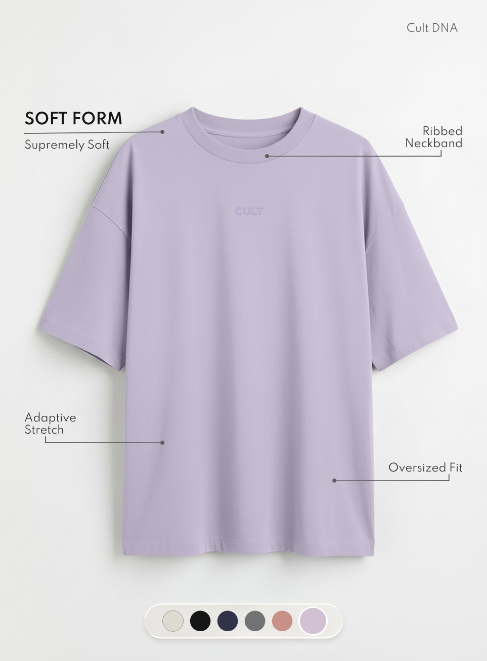 Women's Purple Soft Form Comfort Oversized T-shirt
