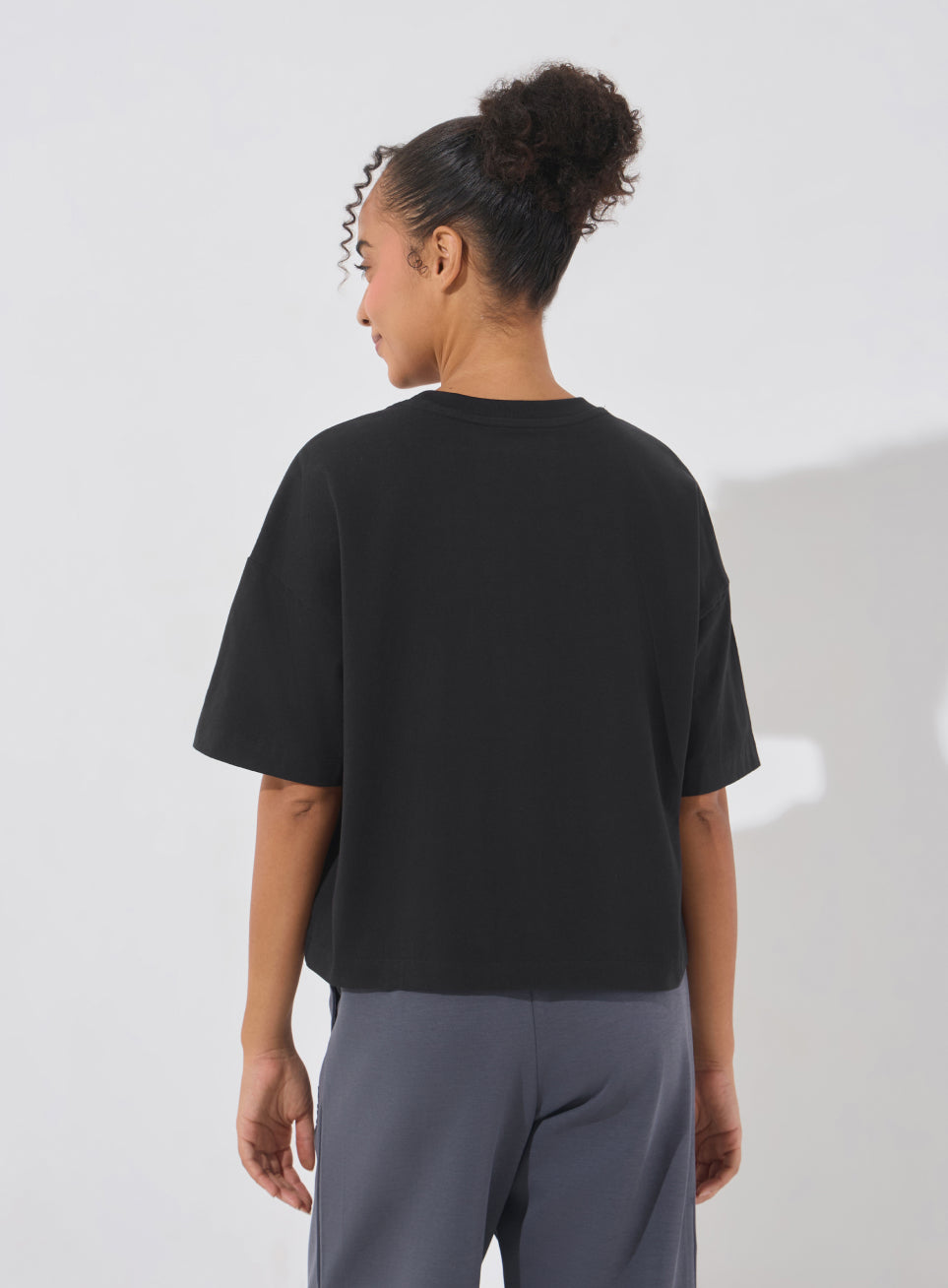 Women's Black Soft Form Mid Boxy T-shirt