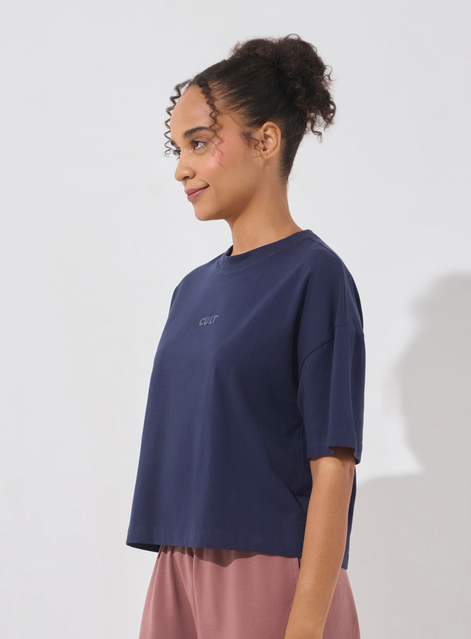 Women's Navy Soft Form Mid Boxy T-shirt