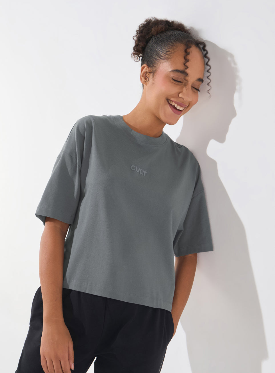 Women's Dark Grey Form Mid Boxy T-shirt