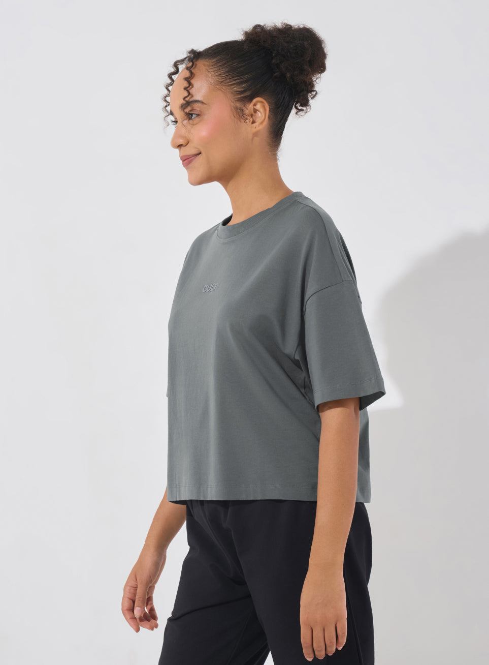 Women's Dark Grey Form Mid Boxy T-shirt