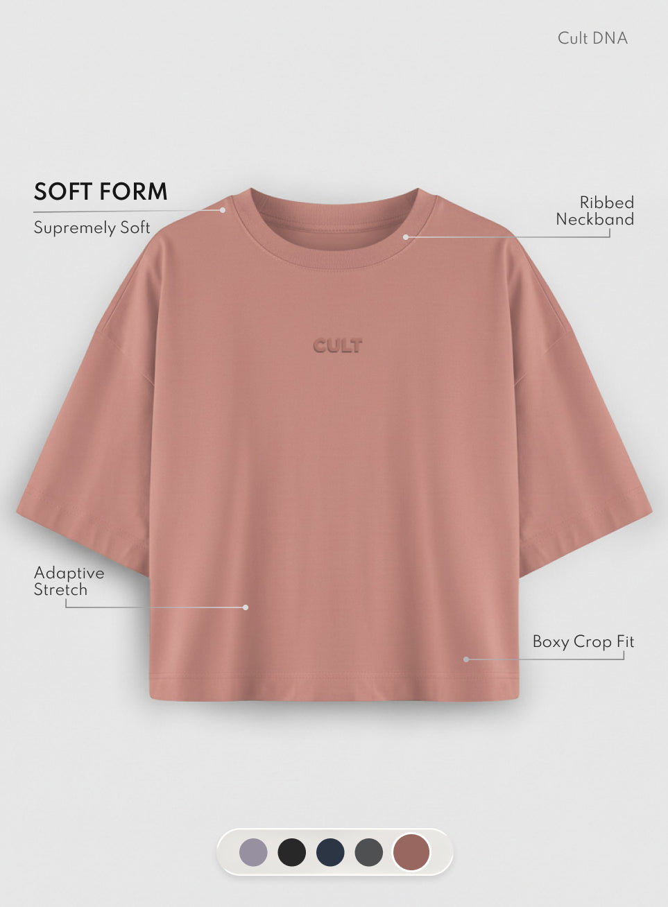 Women's Brown Form Mid Boxy T-shirt