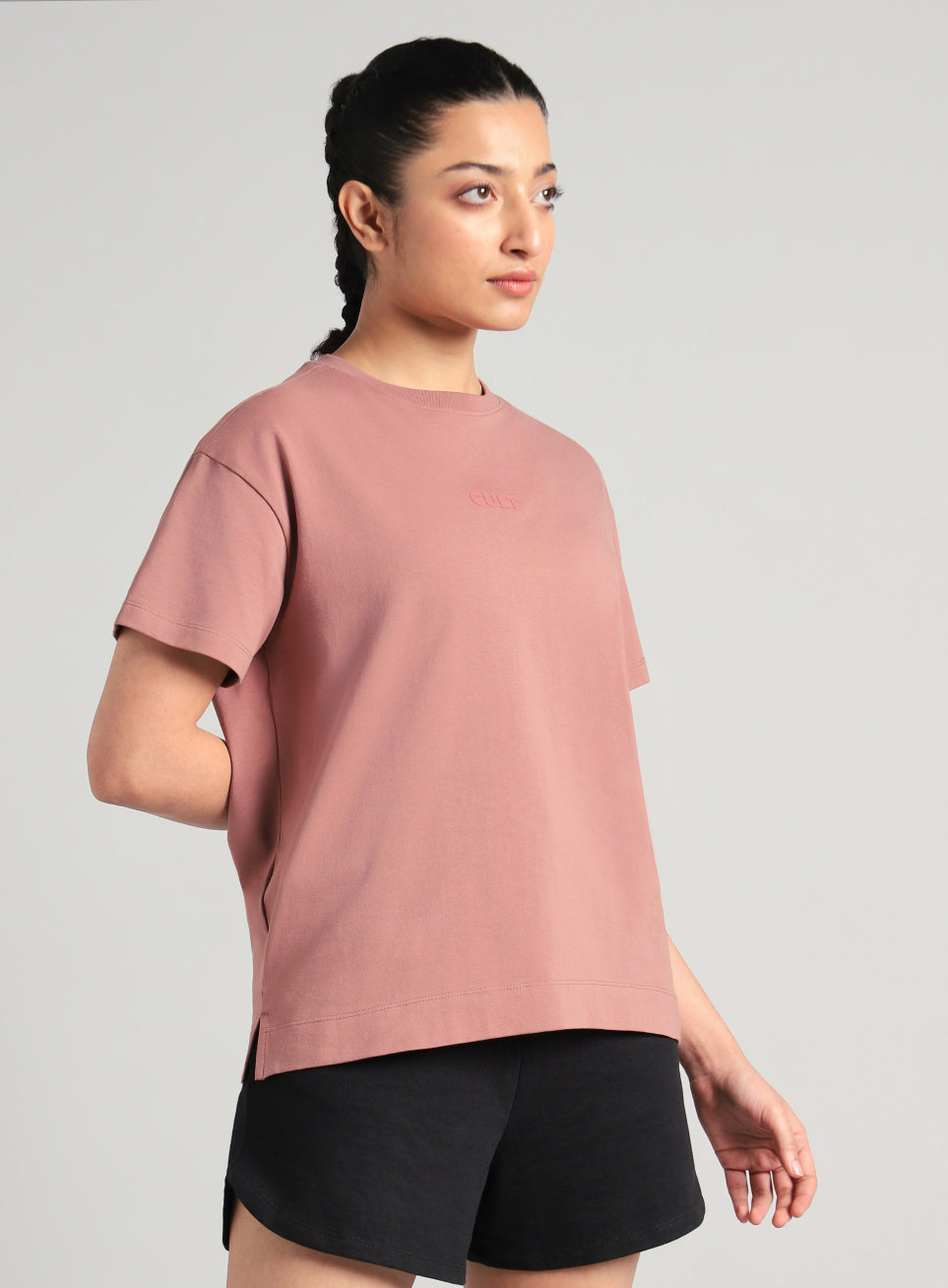 Women's Brown Form Mid Boxy T-shirt