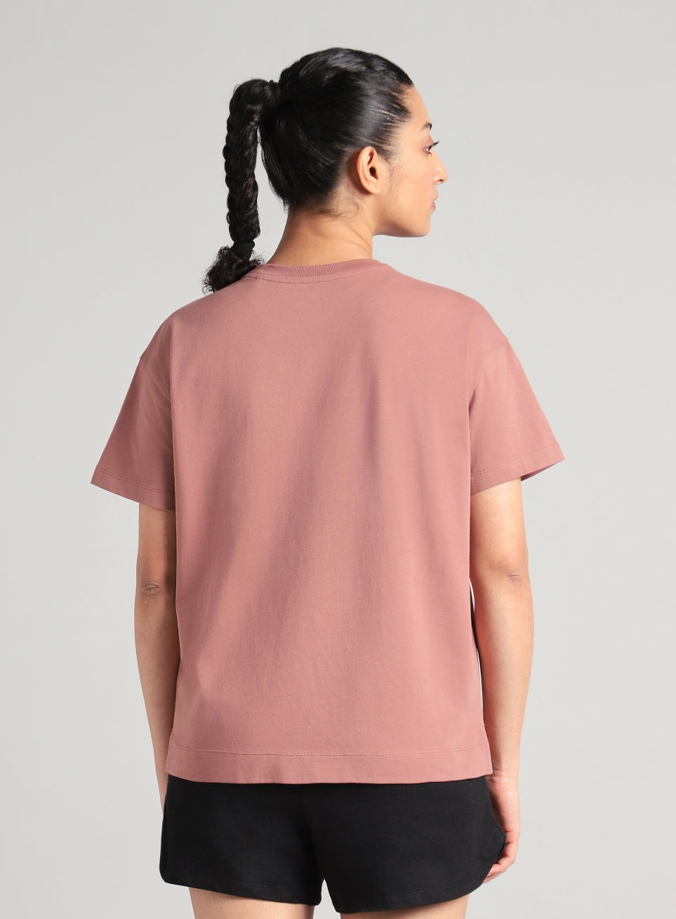 Women's Brown Form Mid Boxy T-shirt