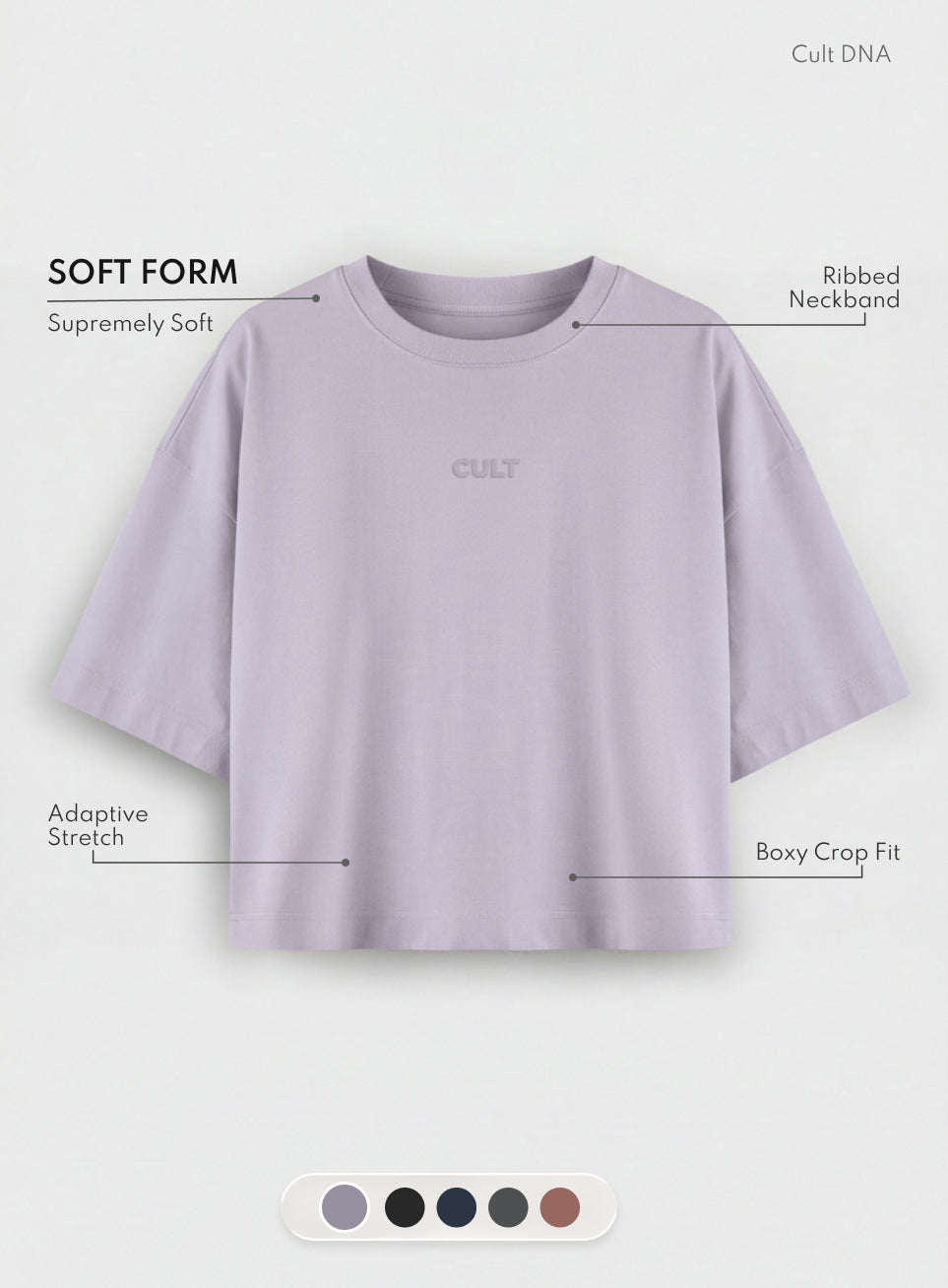 Women's Purple Form Mid Boxy T-shirt