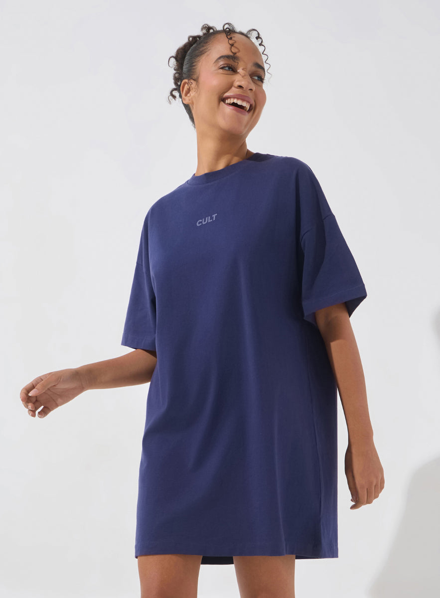 blue t shirt dress Buy Women's Navy Soft Form Oversized T-shirt Dress Online in India