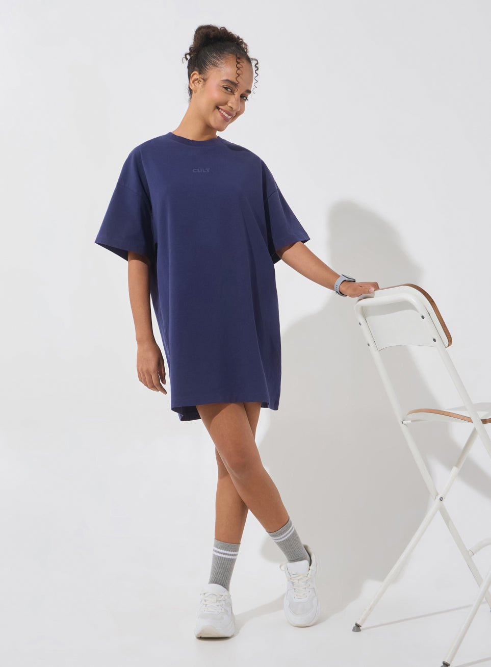 Women's Navy Soft Form Oversized T-shirt Dress