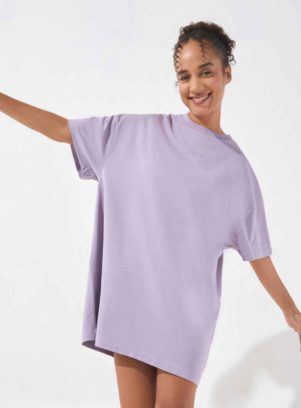 Buy Women's Purple Soft Form Oversized T-shirt Dress Online in India | Cult Store Buy Women's Purple Soft Form Oversized T-shirt Dress Online in India | Cult Store